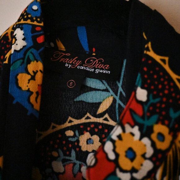 SOLD Trashy Diva by Candice Gwinn Parasols Bow Dress with Belt Retro Size 6 - Picture 8 of 10